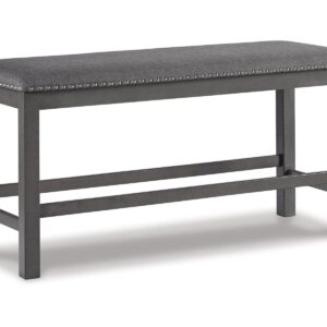 Signature Design by Ashley Myshanna Farmhouse Upholstered 24" Dining Bench, Dark Gray