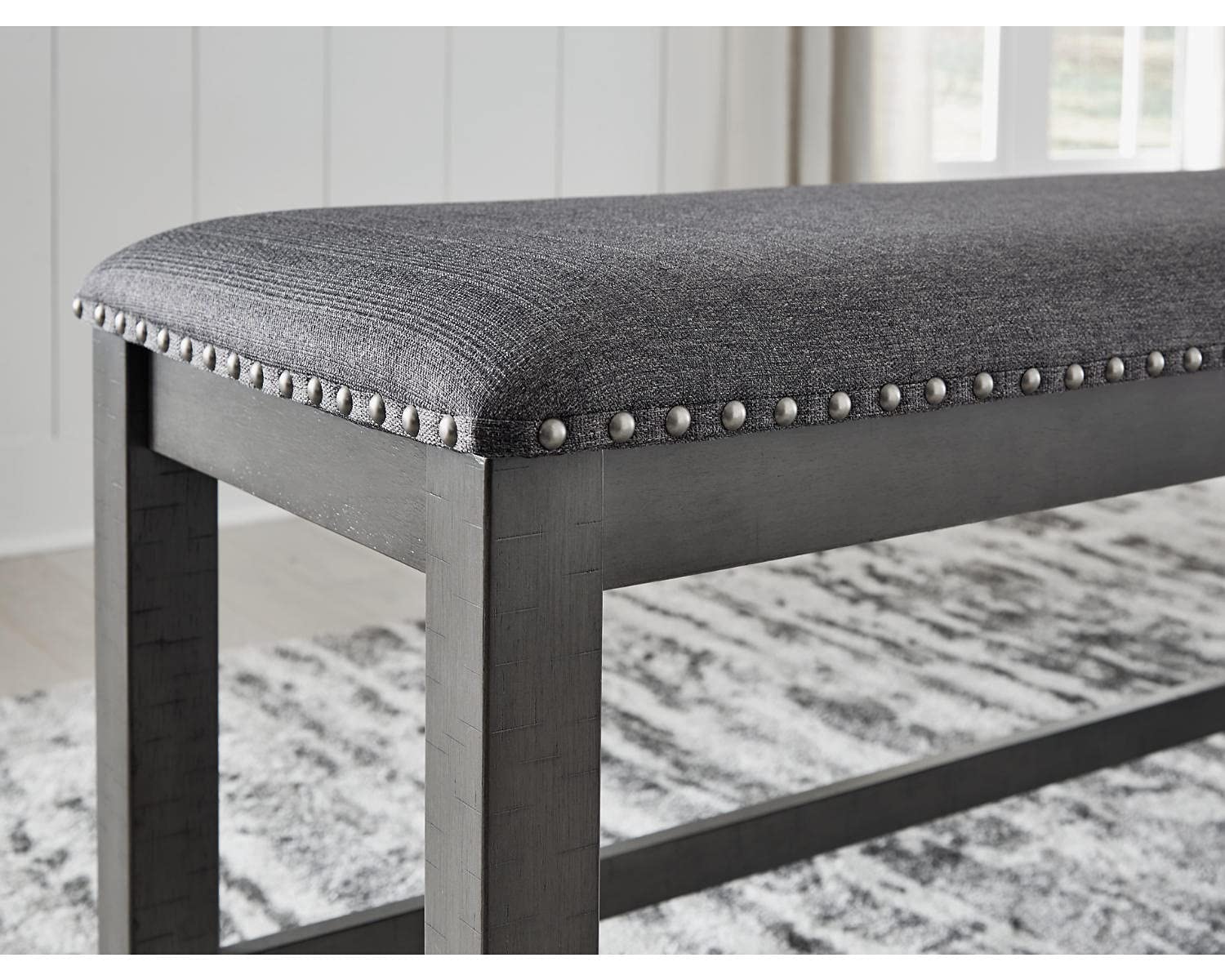 Signature Design by Ashley Myshanna Farmhouse Upholstered 24" Dining Bench, Dark Gray