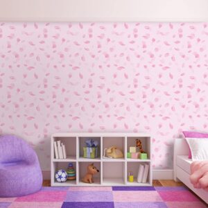 Self Adhesive Vinyl Pink Petal Floral Contact Paper Shelf Liner for Cabinets Dresser Drawer Walls Furniture Table Decal Removable 17.7X117 Inches