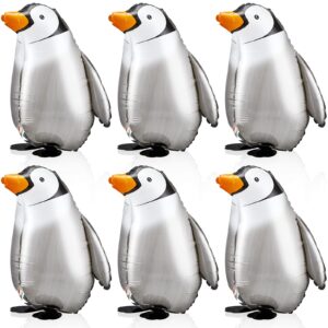 6 pieces walking penguin balloons penguin foil balloons pet walking animal balloons helium balloons for baby shower birthday party decoration supplies