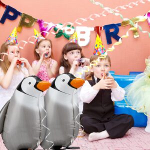 6 Pieces Walking Penguin Balloons Penguin Foil Balloons Pet Walking Animal Balloons Helium Balloons for Baby Shower Birthday Party Decoration Supplies