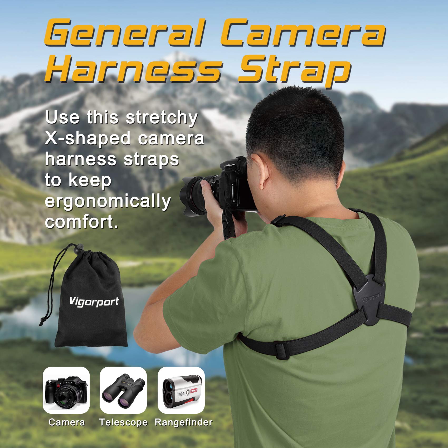 Camera Harness Strap,Cross Shoulder Quick Release Straps for Binoculars, Rangefinders,Harness Strap Compatible with Canon, Nikon, Sony and DSLR SLR Cameras-Black