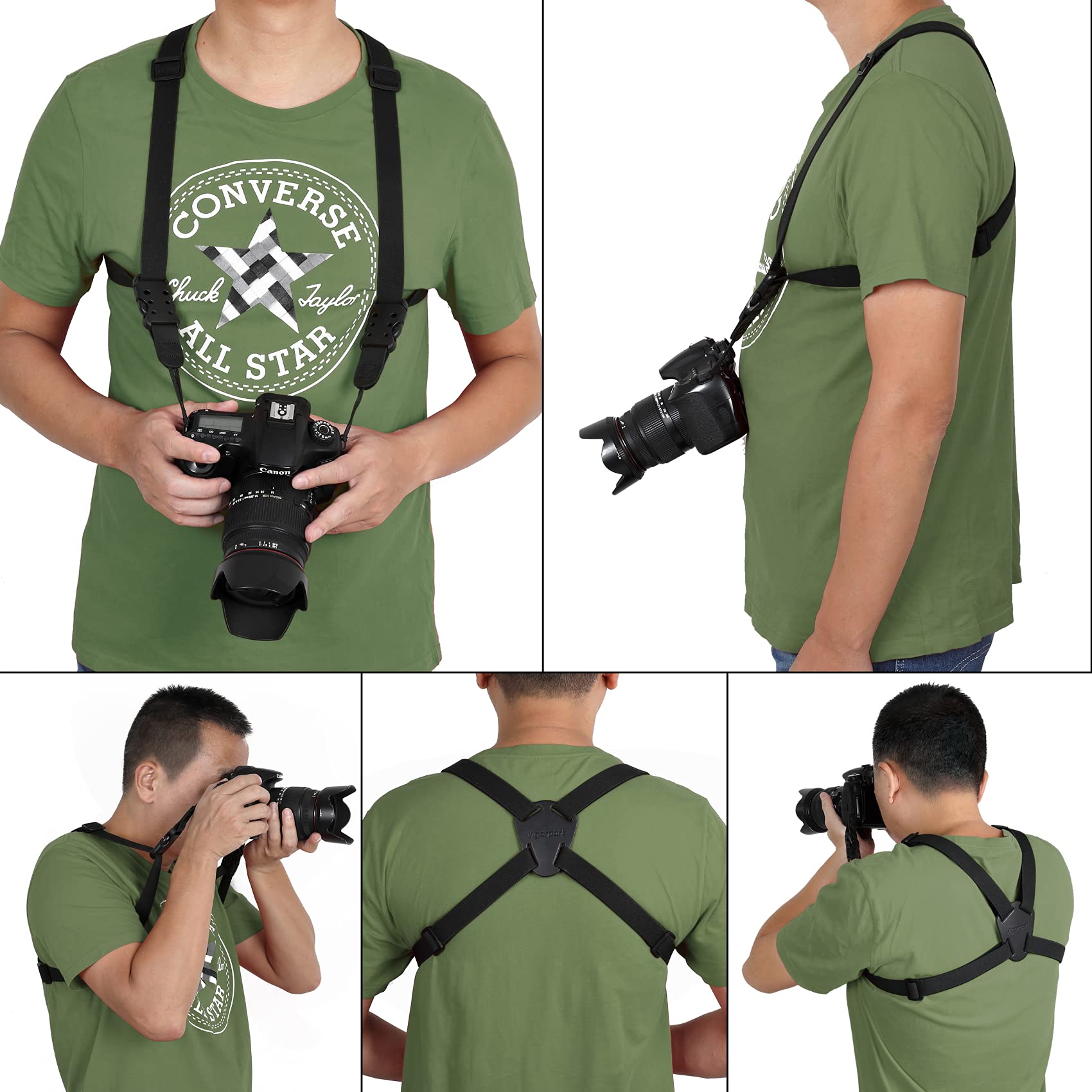 Camera Harness Strap,Cross Shoulder Quick Release Straps for Binoculars, Rangefinders,Harness Strap Compatible with Canon, Nikon, Sony and DSLR SLR Cameras-Black