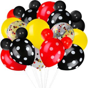 75 Pieces Mouse Color Balloons Confetti Balloons Polka Dot Balloons Latex Party Balloons Balloon Garland for Halloween Baby Shower Wedding Mouse Birthday Party Decorations Supplies (Red-Black-Yellow)