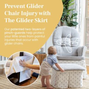 Glider Skirt, Universal Fit Safety Skirt for Glider Chair and Ottoman for Nursery, Baby Proofing Pinch Guard, Glider Chair and Ottoman Sold Separately, Safe Harbor Anchor Style