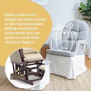 Glider Skirt, Universal Fit Safety Skirt for Glider Chair and Ottoman for Nursery, Baby Proofing Pinch Guard, Glider Chair and Ottoman Sold Separately, Safe Harbor Anchor Style