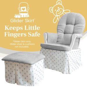 Glider Skirt, Universal Fit Safety Skirt for Glider Chair and Ottoman for Nursery, Baby Proofing Pinch Guard, Glider Chair and Ottoman Sold Separately, Safe Harbor Anchor Style