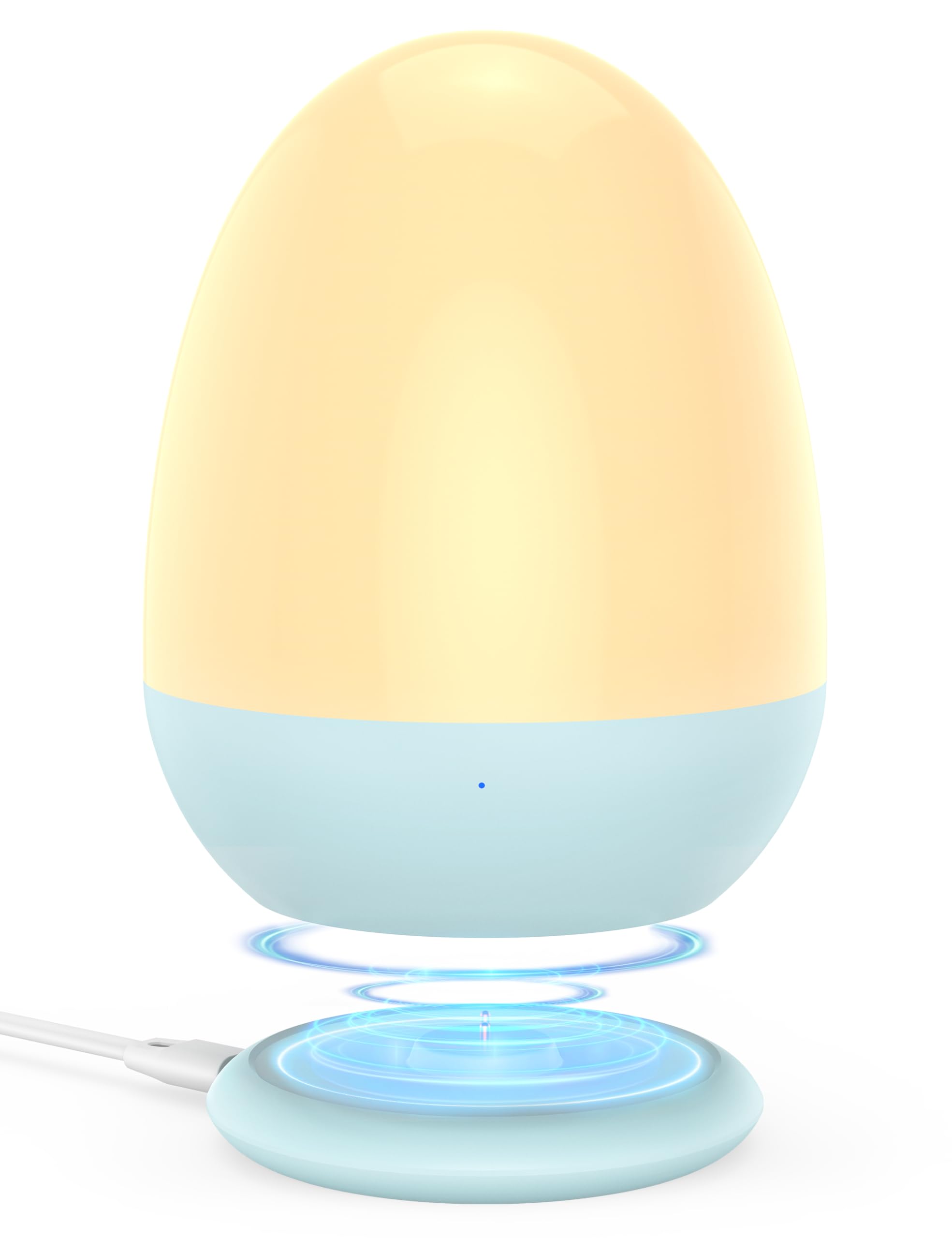 JolyWell Night Lights for Kids with Stable Charging Pad, Touch Control&Timer Setting, ABS+PC Baby Egg Lamp for Breastfeeding，Blue