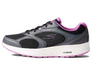 skechers women's go run consistent-anahita sneaker, black/purple, 7.5