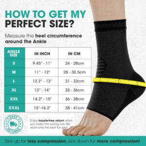 Modvel Foot & Ankle Brace Socks for Sprained Ankle Compression Sleeve - Foot Support for Women & Men - Tendonitis & Arthritis Ankle Brace Sports Running, Torn Ligaments & Women Stabilizing Ankle Wrap