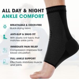 Modvel Foot & Ankle Brace Socks for Sprained Ankle Compression Sleeve - Foot Support for Women & Men - Tendonitis & Arthritis Ankle Brace Sports Running, Torn Ligaments & Women Stabilizing Ankle Wrap