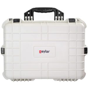 eylar large 20 inch protective camera case water and shock proof with foam (white)