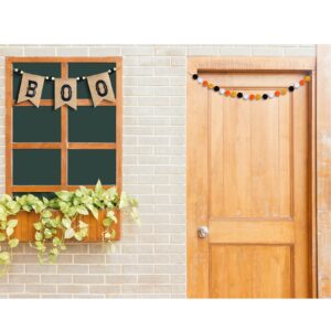 Halloween Banner Burlap Boo Banner Fireplace Banner Wool Felt Ball Garland Happy Halloween Banner Halloween Decor for Party Halloween Birthday Fireplace Carnival Decorations