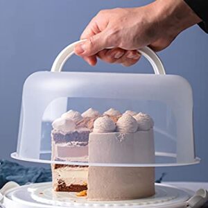 Yesland Cake Carrier with Collapsible Handle - White Cake Container and Holder with Lid - Portable Plastic Round Cake Cover for 10 inch Cake, Pies, Cookies, Nuts, Muffins, Cupcakes and Fruit