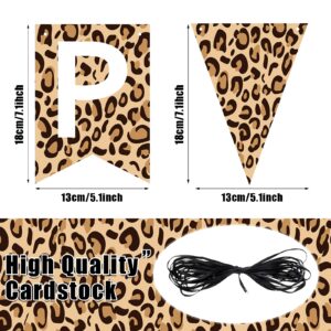 Leopard Print Happy Birthday Banner, Cheetah Print Pennant Banner, Cheetah Birthday Decorations, Cheetah Party Decorations, Jungle Safari Animal Print Baby Shower Theme Birthday Party Supplies