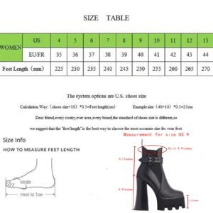 DETOGNI Women's Buckle Strap Thick Heel Platform Booties Ladies Elastic band High Heel Fashion Casual Ankle Boots(Black US7)