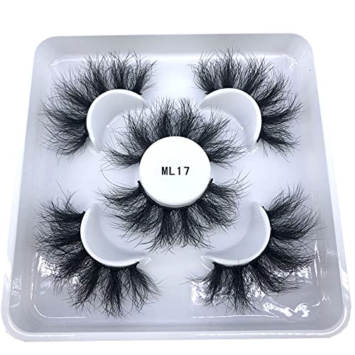 HBZGTLAD Reusable mink eyelashes 25mm lashes fluffy messy 3D mink lashes wholesale 3 pairs natural Long Thick false eyelashes extension (ML17)