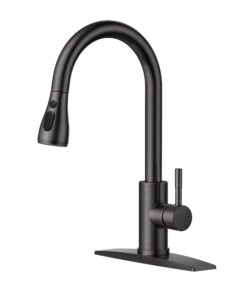 forious kitchen faucet with pull down sprayer, high arc single handle kitchen sink faucet with deck plate, commercial modern rv stainless steel kitchen faucets, grifos de cocina, oil rubbed bronze