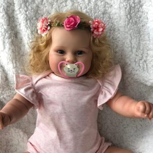Wamdoll 50CM/60CM Realistic Sweet Face Detailed Painting Blonde Hair Smiling Reborn Toddler Newborn Baby Girl Doll Handcrafted in Silicone Vinyl That Look Real and Feel Real