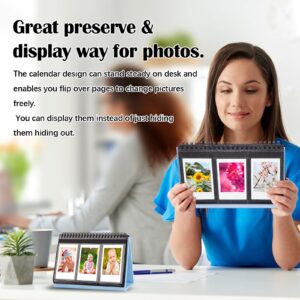 Mini Photo Album for Fujifilm Instax Mini Camera, 96 Pockets Photo Album for Polaroid, Leather Desktop Display Album for Instax Mini 12 11 9 40 8 7 Evo LiPlay Instant Camera, 2x3 Photo Album (Blue)