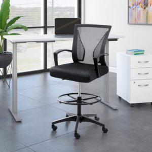 Furmax Drafting Chair Tall Office Chair with Ergonomic Back Drafting Table Chair Adjustable Standing Desk Chair with Footrest Ring and Arms