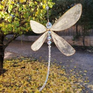 icyaits suncatcher dragonfly, small dazzlefly dragonfly sun catcher with crystals,rainbow maker pendant window hanging ornamen…