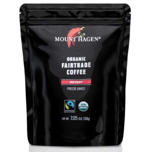 mount hagen 7.05oz organic freeze dried instant coffee | eco-friendly instant coffee, medium roast arabica beans | organic, fair-trade, freeze-dried in resealable pouch bag [7.05oz]