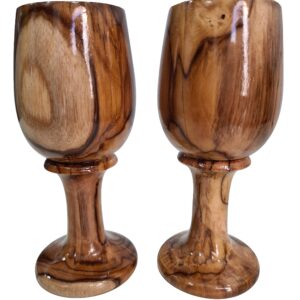 collectiblesBuy Handmade Rustic Dark Brown Wooden Wine Glass Vintage Wood Goblet Drinkware Cup Set of 2