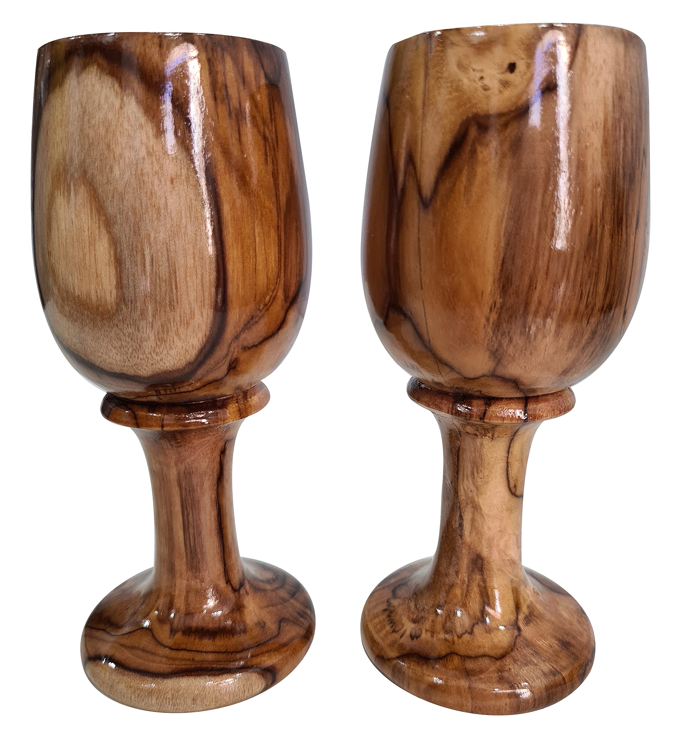 collectiblesBuy Handmade Rustic Dark Brown Wooden Wine Glass Vintage Wood Goblet Drinkware Cup Set of 2