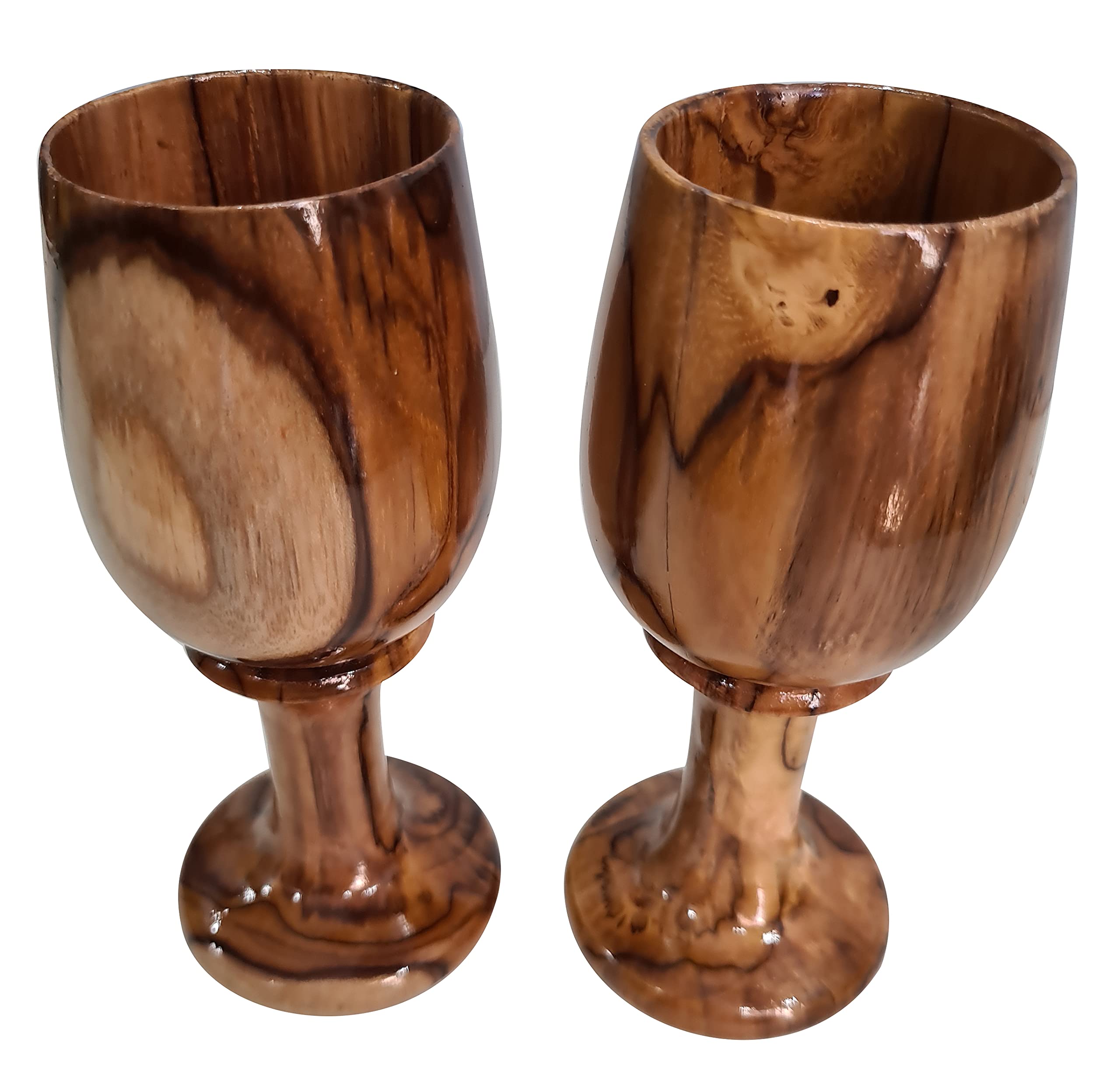 collectiblesBuy Handmade Rustic Dark Brown Wooden Wine Glass Vintage Wood Goblet Drinkware Cup Set of 2