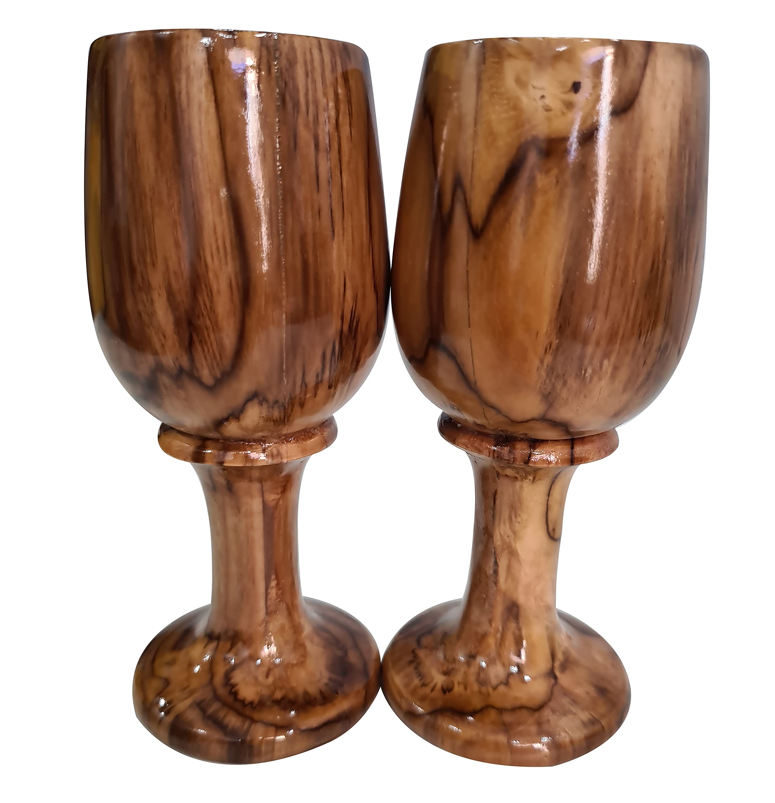 collectiblesBuy Handmade Rustic Dark Brown Wooden Wine Glass Vintage Wood Goblet Drinkware Cup Set of 2