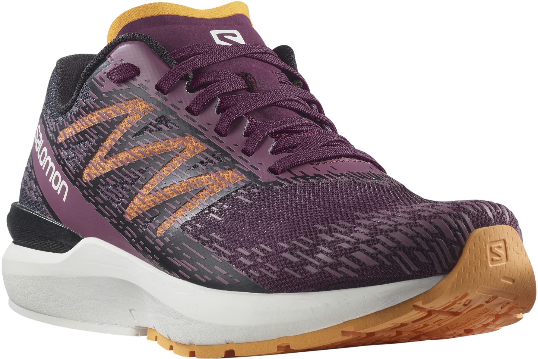 Salomon Women's Sonic 5 Balance W Trail Running Shoe, Grape Wine/Black/Blazing Orange, 6.5