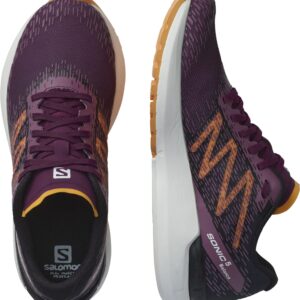 Salomon Women's Sonic 5 Balance W Trail Running Shoe, Grape Wine/Black/Blazing Orange, 6.5