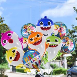 FUNTON 10pcs Baby Shark helium Balloons with 10 meter ribbon, 26 inches Baby Shark Balloons, Baby Shark Party Supplies, Baby Shark Birthday Decorations