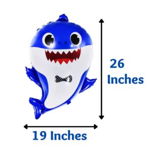 FUNTON 10pcs Baby Shark helium Balloons with 10 meter ribbon, 26 inches Baby Shark Balloons, Baby Shark Party Supplies, Baby Shark Birthday Decorations