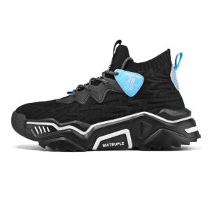 matruple mens fashion sneakers high top casual shoes athletic walking mesh comfortable sports shoe black