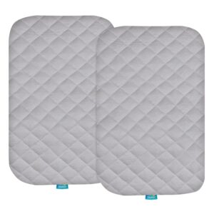 bassinet mattress pad cover(20" x 33"), compatible with baby delight, mika micky, angelbliss, koolababay and amke baby bedside, 2 pack, waterproof ultra soft viscose made from bamboo terry surface