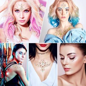 LINGSFIRE 10 Sets Face Jewels for Makeup, Mermaid Rhinestone Face Glitter with 4 Boxes Body Face Glitter Noctilucent Face Gems Jewels for Women Makeup Festival Carnival Party Face Stickers Decorations