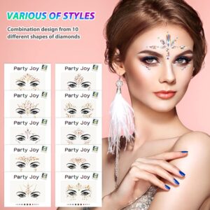 LINGSFIRE 10 Sets Face Jewels for Makeup, Mermaid Rhinestone Face Glitter with 4 Boxes Body Face Glitter Noctilucent Face Gems Jewels for Women Makeup Festival Carnival Party Face Stickers Decorations