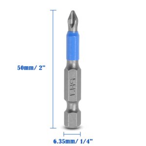 Uenhoy 10 Pcs Magnetic Phillips Screwdriver Bits Set 2 Inch Long Anti Slip Phillips Bits #1, 1/4 Inch Hex Shank (PH1 x 50MM)