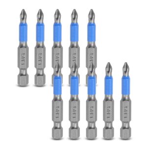 Uenhoy 10 Pcs Magnetic Phillips Screwdriver Bits Set 2 Inch Long Anti Slip Phillips Bits #1, 1/4 Inch Hex Shank (PH1 x 50MM)