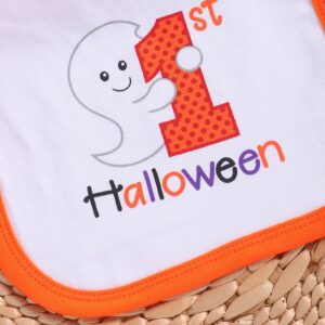 Menglang Baby Bibs My First Halloween Baby Boys Girl Bibs for Halloween Drooling and Teething (Pumpkin Orange)