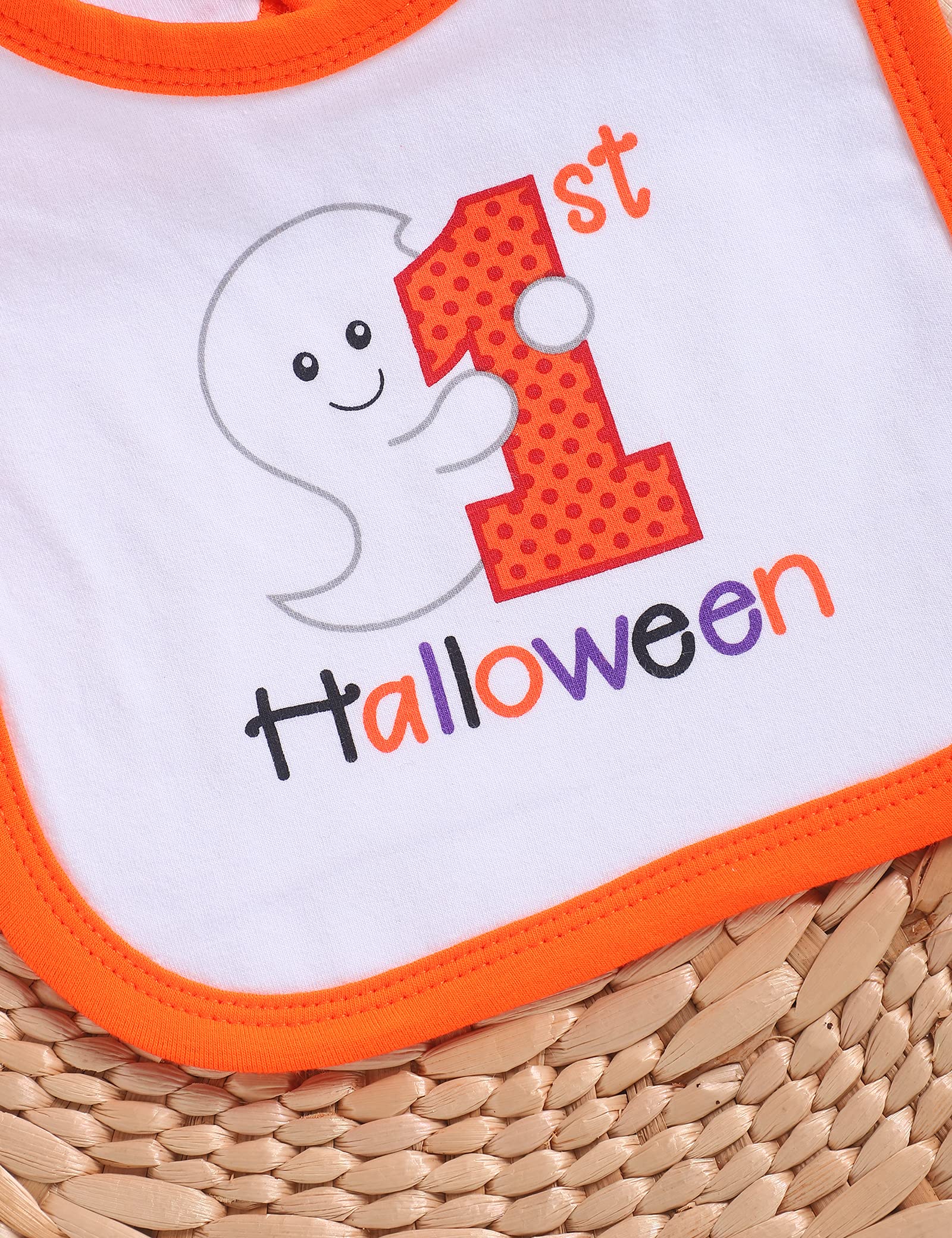 Menglang Baby Bibs My First Halloween Baby Boys Girl Bibs for Halloween Drooling and Teething (Pumpkin Orange)