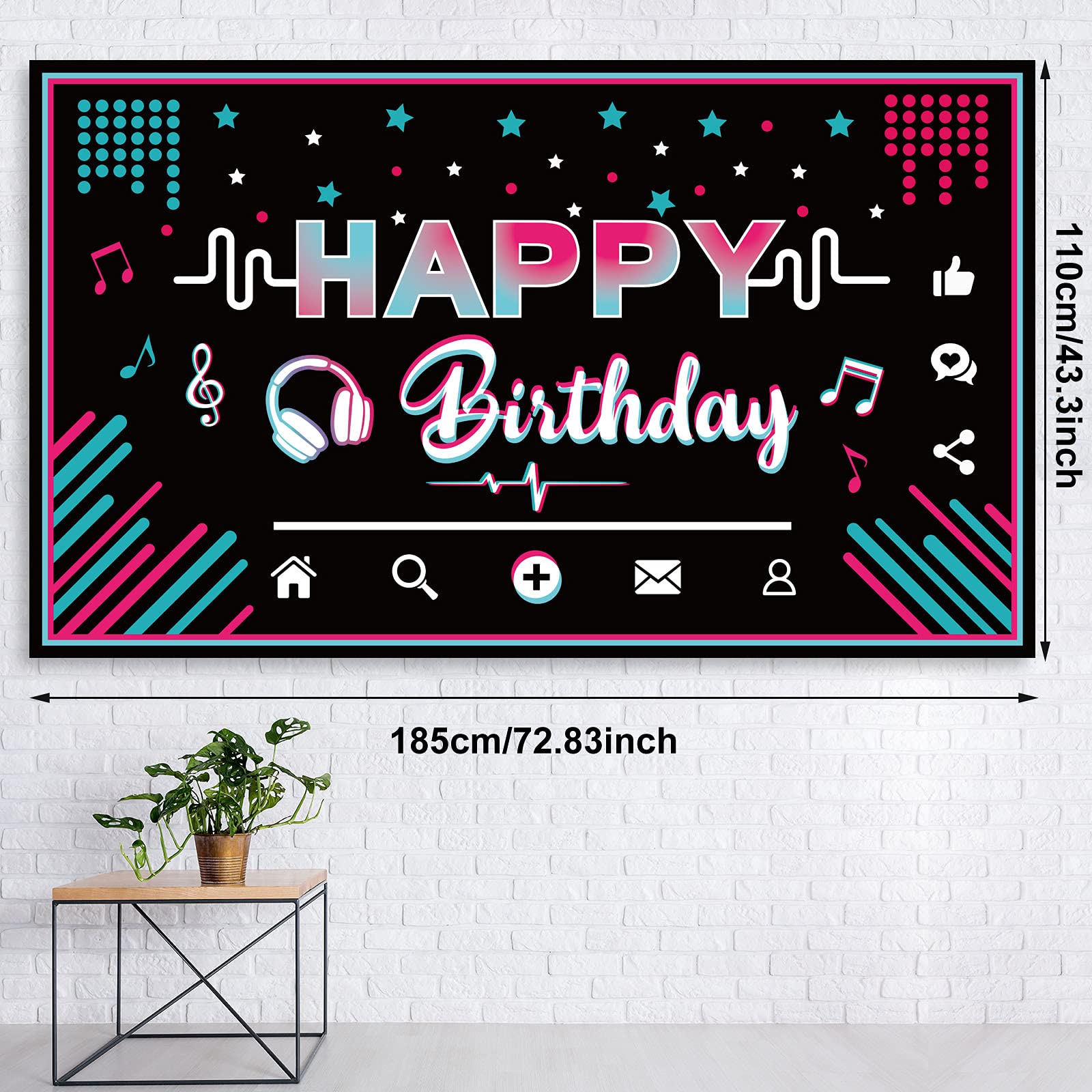 Music Happy Birthday Party Decorations Musical Social Media Birthday Party Supplies Includes Backdrop Tablecloth Music Note Balloons and Latex Balloons for Girls Music Birthday Party Photography