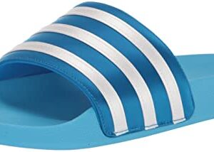 adidas Originals Women's Adilette Slides Sandal, Sky Rush/White/Blue Rush, 6