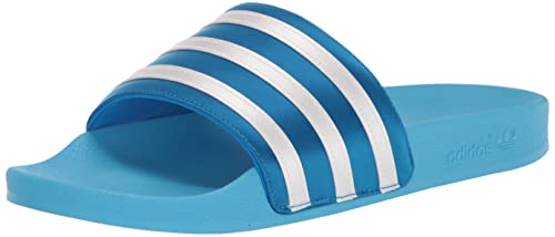 adidas Originals Women's Adilette Slides Sandal, Sky Rush/White/Blue Rush, 6