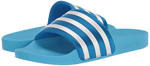 adidas Originals Women's Adilette Slides Sandal, Sky Rush/White/Blue Rush, 6