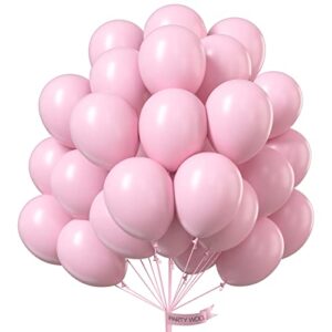 partywoo pastel pink balloons, 51 pcs 12 inch pink balloons, baby pink balloons for balloon garland balloon arch as birthday party decorations, wedding decorations, baby shower decorations, pink-q05