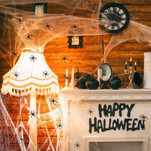 EastPin Halloween Decorations Outdoor Spider Webs - 1000 Sqft Stretchable Cobwebs with 50 Fake Spiders for Indoor Haunted House Rooms Yard Trees Bushes Decor Scary Halloween Party Favors Supplies