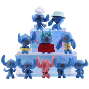 Lilo and Stitch Cake Toppers,Stitch Inspired Cupcake Topper for Children's Birthday Party Cake Decoration（Set of 10）